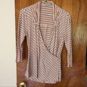 Eshakti Striped Wrap Style Top Womens Size Medium